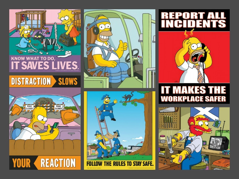 Some of The Simpsons workplace safety posters from Accuform.