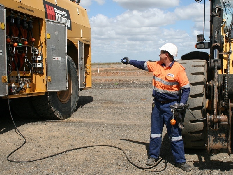 ADE's grease pressure release system allows operators to release built-up pressure in the grease systems from a safe distance, to prevent injection injuries. Image by: Downer EDI Mining Pty Ltd