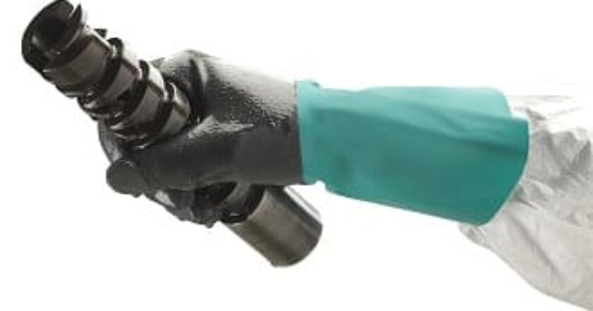 Protect your hands from machinery grease with heavy-duty gloves.
