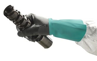 Protect your hands from machinery grease with heavy-duty gloves.