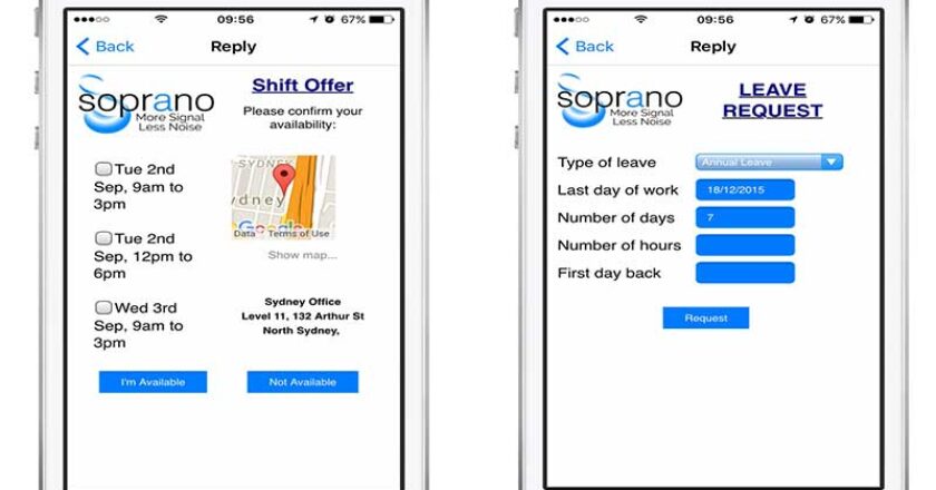 Soprano’s GAMMA smartphone app can be used for rostering, signing off on deliveries and more.