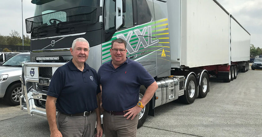 Volvo national product trainer Bill Manton with Scott Buchholz