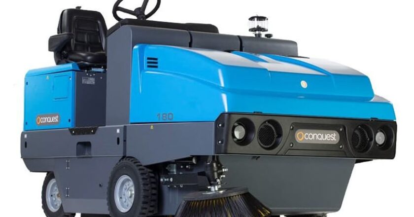 The Conquest 180DK-4 hydraulic ride-on sweeper.