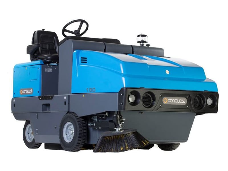 The Conquest 180DK-4 hydraulic ride-on sweeper.