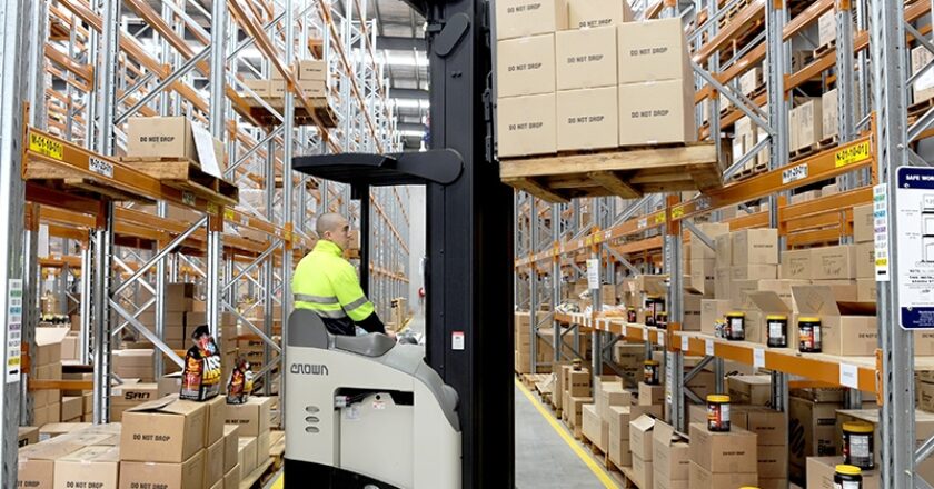 Crown forklift at superior supplements warehouse