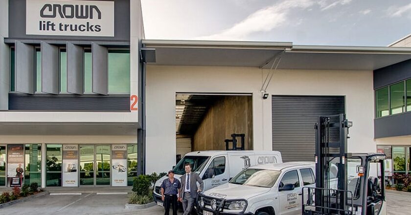 Service technician Andrew Page (left) and Central QLD territory manager Simon Anderson at Crown’s new branch in Paget, South Mackay.