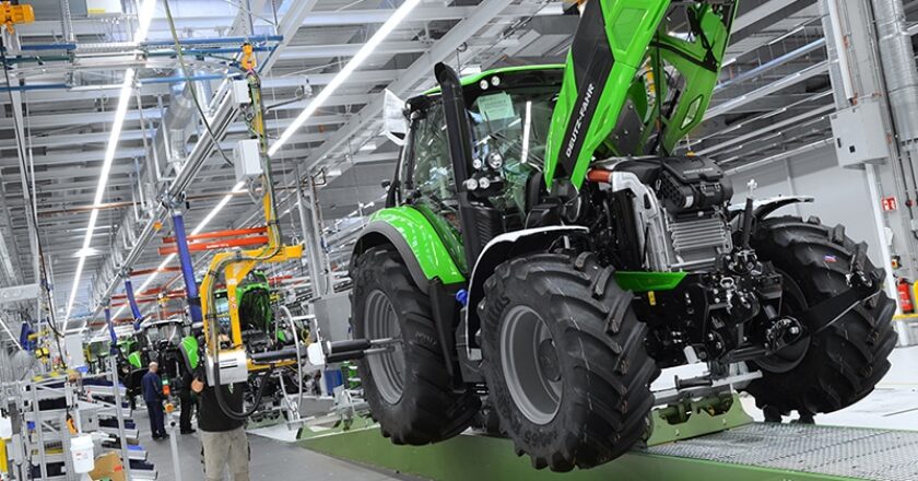 An assembly line at Deutz Fahr Land