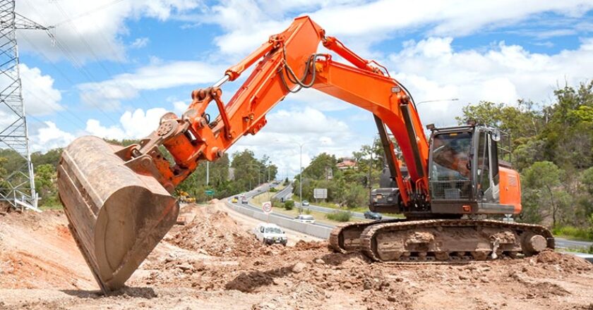 Excavator at roadworks