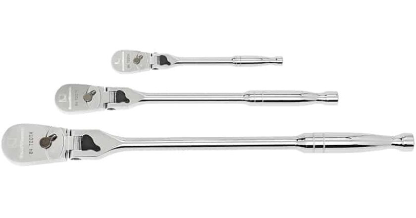 The GearWrench locking flex head three piece ratchet set
