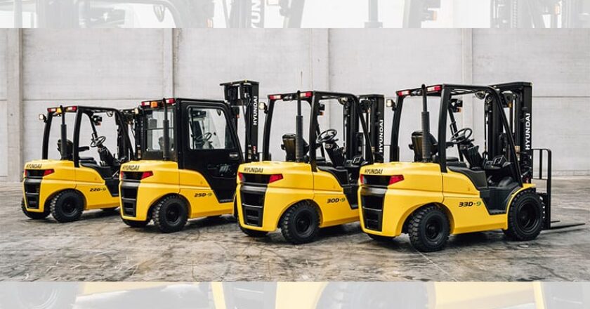The new Hyundai 9-series diesel counterbalance forklift models.