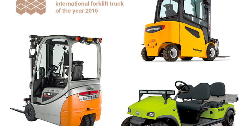 (Clockwise from left): Still's RX20 forklift, Jungheinrich's EFG S30s forklift and Clark Europe’s CBX4 people and burden carrier are amongst the machines nominated for an International Forklift Truck of the Year award this year.