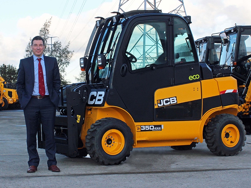 JCB’s Simon Cubitt with a JCB Teletruk.