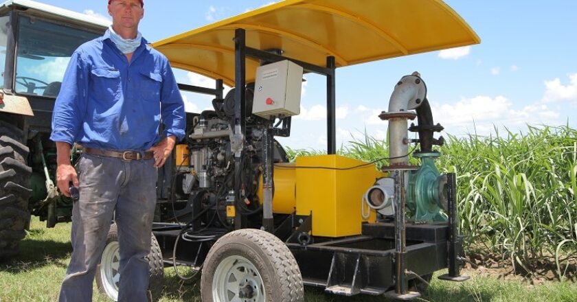 Sugarcane farmer Paul McKay uses his JCB Pump Buggy around his farm to ensure water reaches all the required areas on his property.