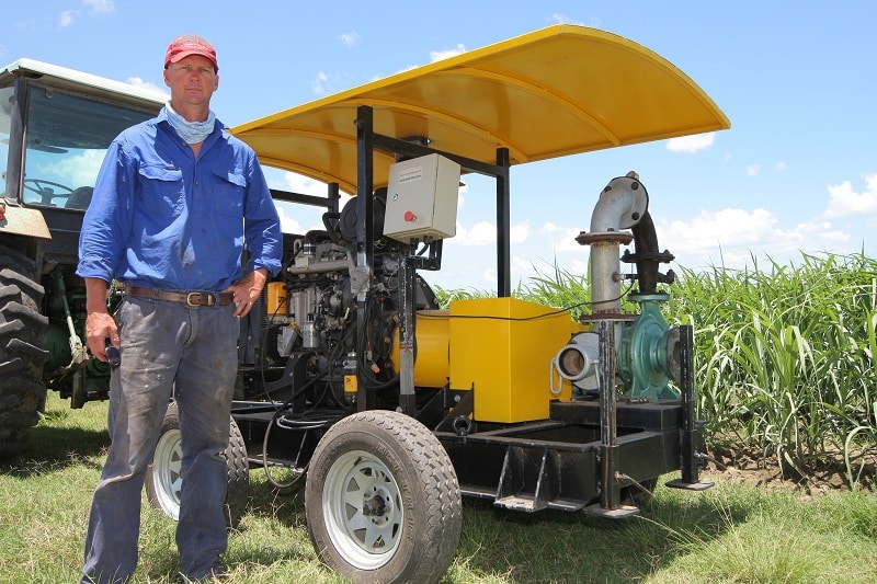 Sugarcane farmer Paul McKay uses his JCB Pump Buggy around his farm to ensure water reaches all the required areas on his property.