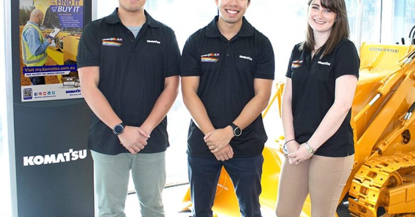 The Komatsu Engineers Without Borders team of Daren Thanh, Jacky Cai and Laura Deaves