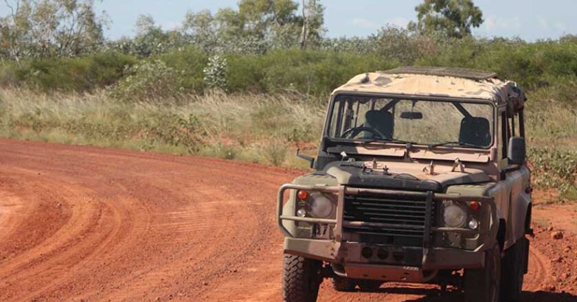 A squirt in the dirt and the Land Rover Perentie was as much at home as its Outback lizard namesake