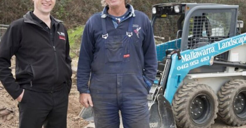 TMHA area sales manager Thomas Machar (left) with Mallawarra Landscapes owner Robin Cousins
