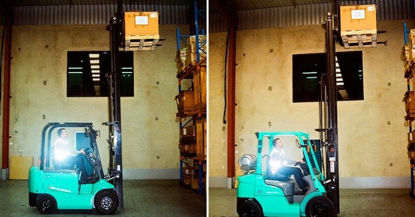 Mitsubishi electric battery forklift compared to LPG gas combustion forklift
