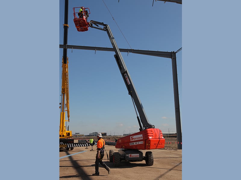 The Skyjack SJ45T telescopic boom lift is ideally suited to the warehouse and concrete tilt up market.