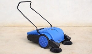 SureSweep's SM900 pedestrian sweeper features a strong suction system that reduces dust discharge into the environment