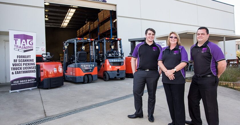 Tag Training business manager Trent Ruddiman (right) at the company's training facility in St Marys, Sydney.