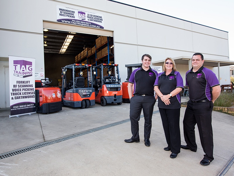 Tag Training business manager Trent Ruddiman (right) at the company's training facility in St Marys, Sydney.