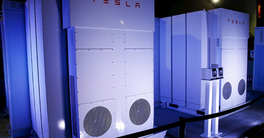 Tesla's Powerpack battery for commercial use.