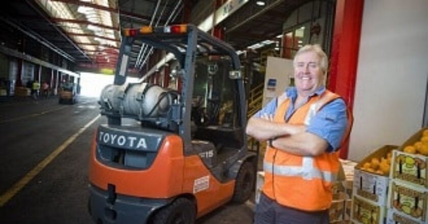 Mr Mushroom Managing Director Glenn Mews with his Toyota forklift