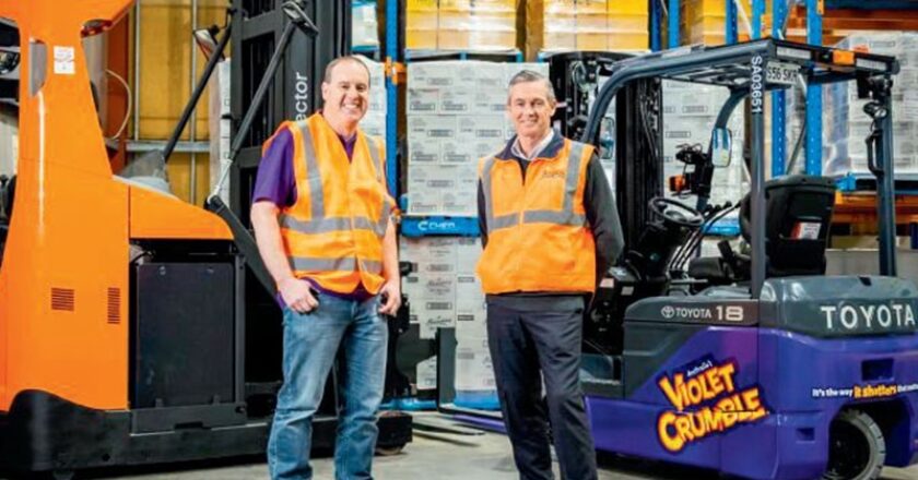 A South Australian confectionary producer has celebrated recent successes by adding a new Violet Crumble-themed Toyota forklift to its fleet.