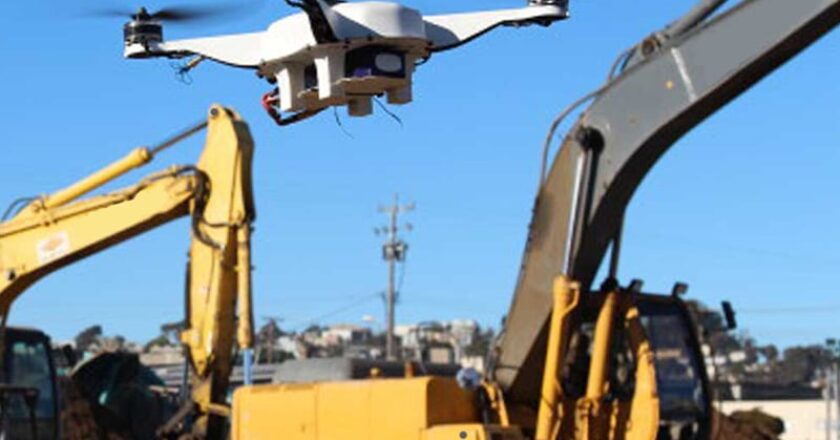 Drone on construction worksite