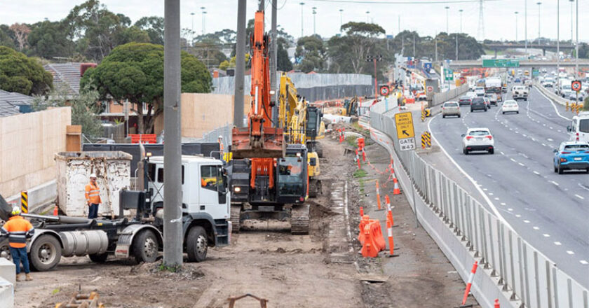 Work along the West Gate Freeway